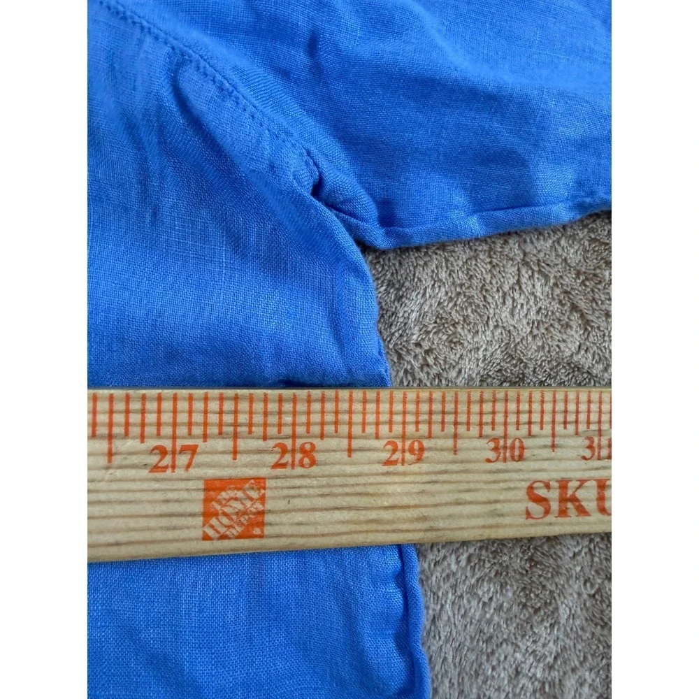 J.Jill Love Linen shirt Womens size 3X Blue 100% Linen Top Long sleeve EUC‎